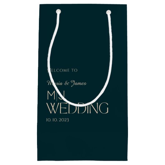 Elegant Monogram Bruiloft Welkom & Dank u Klein Cadeauzakje (Voorkant)