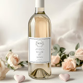 Elegant  Monogram Bruiloft Wijn Etiket