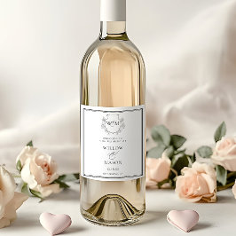 Elegant  Monogram Bruiloft Wijn Etiket