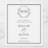Elegant Monogram Bruiloft Wijn Etiket (Enkel label)