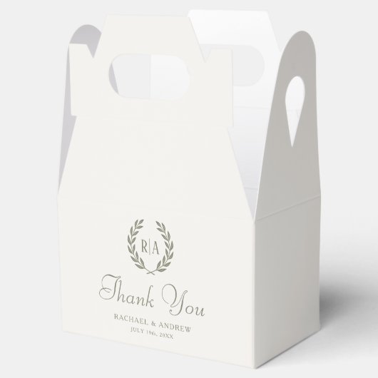 Elegant Monogram Bruiloft Wijze Groen Dank u Bedankdoosjes (Geopend)