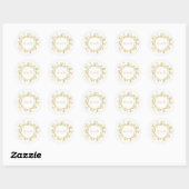 Elegant Monogram Bruiloft | Wit & Goud Ronde Sticker (Vel)