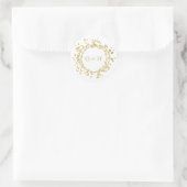 Elegant Monogram Bruiloft | Wit & Goud Ronde Sticker (Tas)