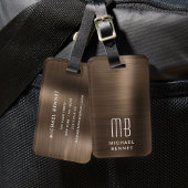 Elegant Monogram Bruin Bagagelabel