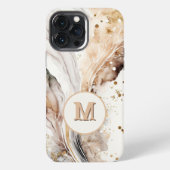 Elegant Monogram Bruin Goud Marmer Abstract Ontwer iPhone Hoesje (Achterkant)