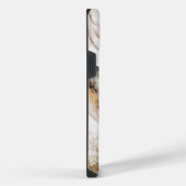 Elegant Monogram Bruin Goud Marmer Abstract Ontwer iPhone Hoesje (Rechterkant)