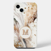 Elegant Monogram Bruin Goud Marmer Abstract Ontwer iPhone Hoesje (Achterkant)