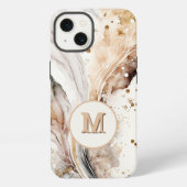 Elegant Monogram Bruin Goud Marmer Abstract Ontwer iPhone Hoesje (Achterkant)