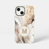 Elegant Monogram Bruin Goud Marmer Abstract Ontwer iPhone Hoesje (Achterkant)