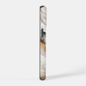 Elegant Monogram Bruine Goud Marmer Abstract Ontwe iPhone 15 Case (Rechterkant)