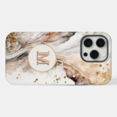 Elegant Monogram Bruine Goud Marmer Abstract Ontwe iPhone Hoesje (Achterkant horizontaal)