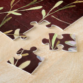 Elegant Monogram Burgundy Marsala Floral Legpuzzel (Zijkant)