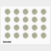 Elegant Monogram Burgundy Rozen & Sage Green Ronde Sticker (Vel)