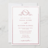 Elegant Monogram Burgundy Waterverf Wedding Invit Kaart (Voorkant)