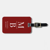 Elegant Monogram Burgundyrood Bagagelabel (Voorkant horizontaal)