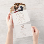 Elegant Monogram Burnt Sinaasappel Bruiloft All In One Uitnodiging (Afscheurbaar)