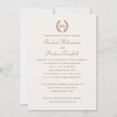 Elegant Monogram Burnt Sinaasappel Bruiloft Kaart (Voorkant)