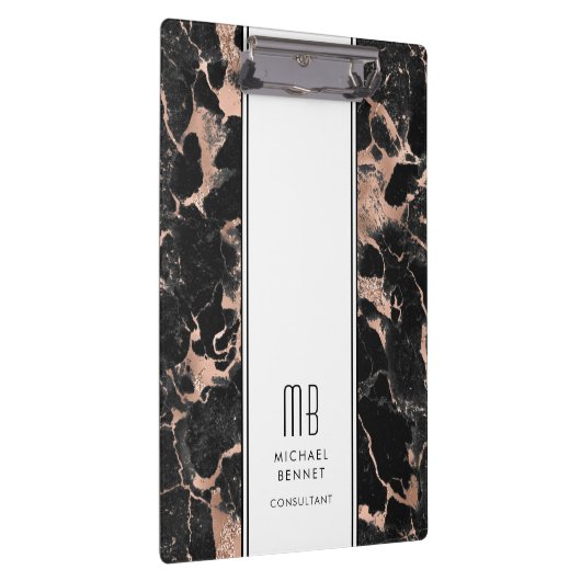 Elegant Monogram Business Klembord (Rechts)