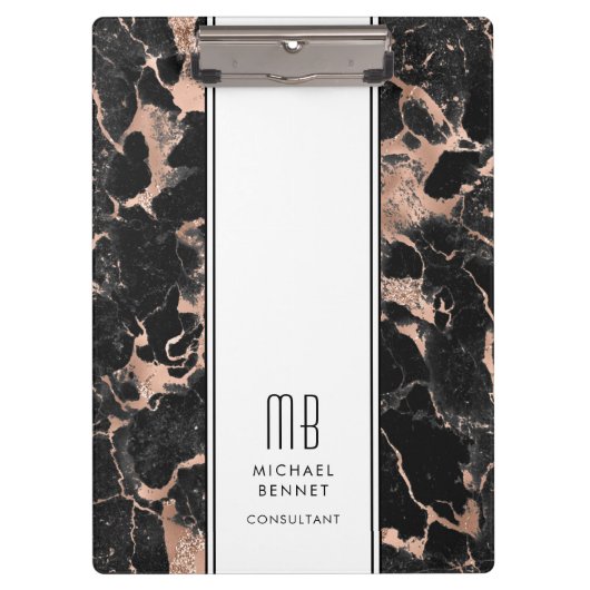 Elegant Monogram Business Klembord (Voorkant)