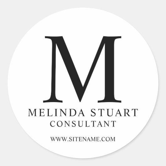 Elegant Monogram Business Ronde Sticker (Voorkant)