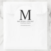 Elegant Monogram Business Ronde Sticker (Tas)