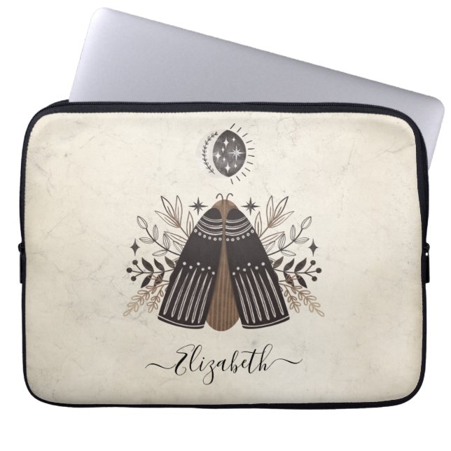 Elegant Monogram  Butterfly Laptop Sleeve (Voorkant)