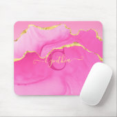 Elegant monogram "C" roze gouden agaat steen Muismat (Met muis)