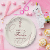 Elegant Monogram Calligraphy Wedding Papieren Bordje (Feest)