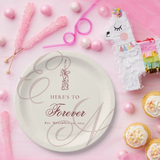 Elegant Monogram Calligraphy Wedding Papieren Bordje (Feest)