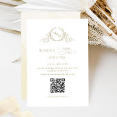 Elegant Monogram Champagne RSVP Online QR Code Informatiekaartje