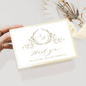 Elegant monogram, Champagne Waterverf bruiloft Bedankkaart