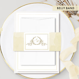 Elegant Monogram Champagne Waterverf, Huwelijk Uitnodigingen Wikkel