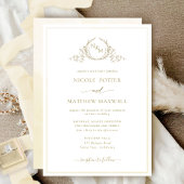 Elegant Monogram Champagne Waterverf Wedding Kaart