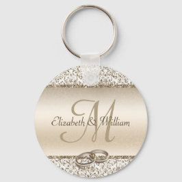 Elegant Monogram Champagne Wedding Favor Sleutelhanger