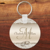 Elegant Monogram Champagne Wedding Favor Sleutelhanger (Voorkant)