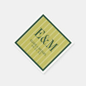 Elegant Monogram Chartreuse Streeppatroon Trouwfee Servet (Hoek)