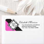 Elegant Monogram Chique Custom Zwart en Hot Pink Etiket (Insitu)