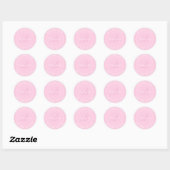 Elegant Monogram Circulair Retouradres Roze Ronde Sticker (Vel)