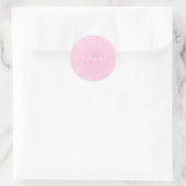 Elegant Monogram Circulair Retouradres Roze Ronde Sticker (Tas)