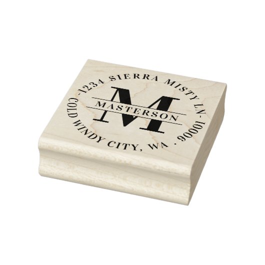 Elegant Monogram Circular Return Address Rubberstempel (Stempel)