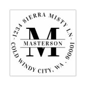 Elegant Monogram Circular Return Address Rubberstempel (Afrduk)
