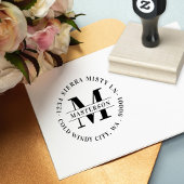 Elegant Monogram Circular Return Address Rubberstempel