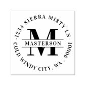 Elegant Monogram Circular Return Address Zelfinktende Stempel (Design)