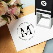 Elegant Monogram Circular Return Address Zelfinktende Stempel