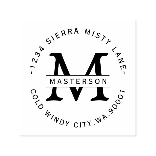 Elegant Monogram Circular Return Address Zelfinktende Stempel (Design)