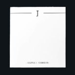 Elegant Monogram Classic Black White Notitieblok<br><div class="desc">Voeg uw eigen initiaal voor monogram en naam eenvoudig toe aan dit elegante zwart-witblocnote.</div>