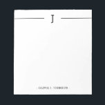 Elegant Monogram Classic Black White Notitieblok<br><div class="desc">Voeg uw eigen initiaal voor monogram en naam eenvoudig toe aan dit elegante zwart-witblocnote.</div>