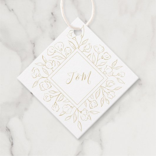 Elegant Monogram Classic Floral Weddenschap Bedank Bedankjes Labels (Voorkant)