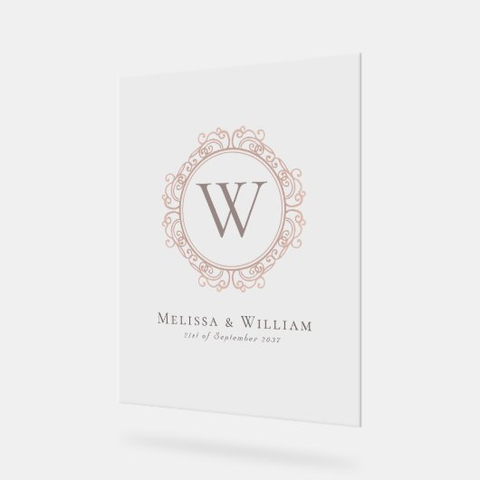 Elegant Monogram Classic Initiaal Bruiloft Acryl Bord (Hoek)