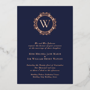 Elegant Monogram Classic Wedding Folie Uitnodiging